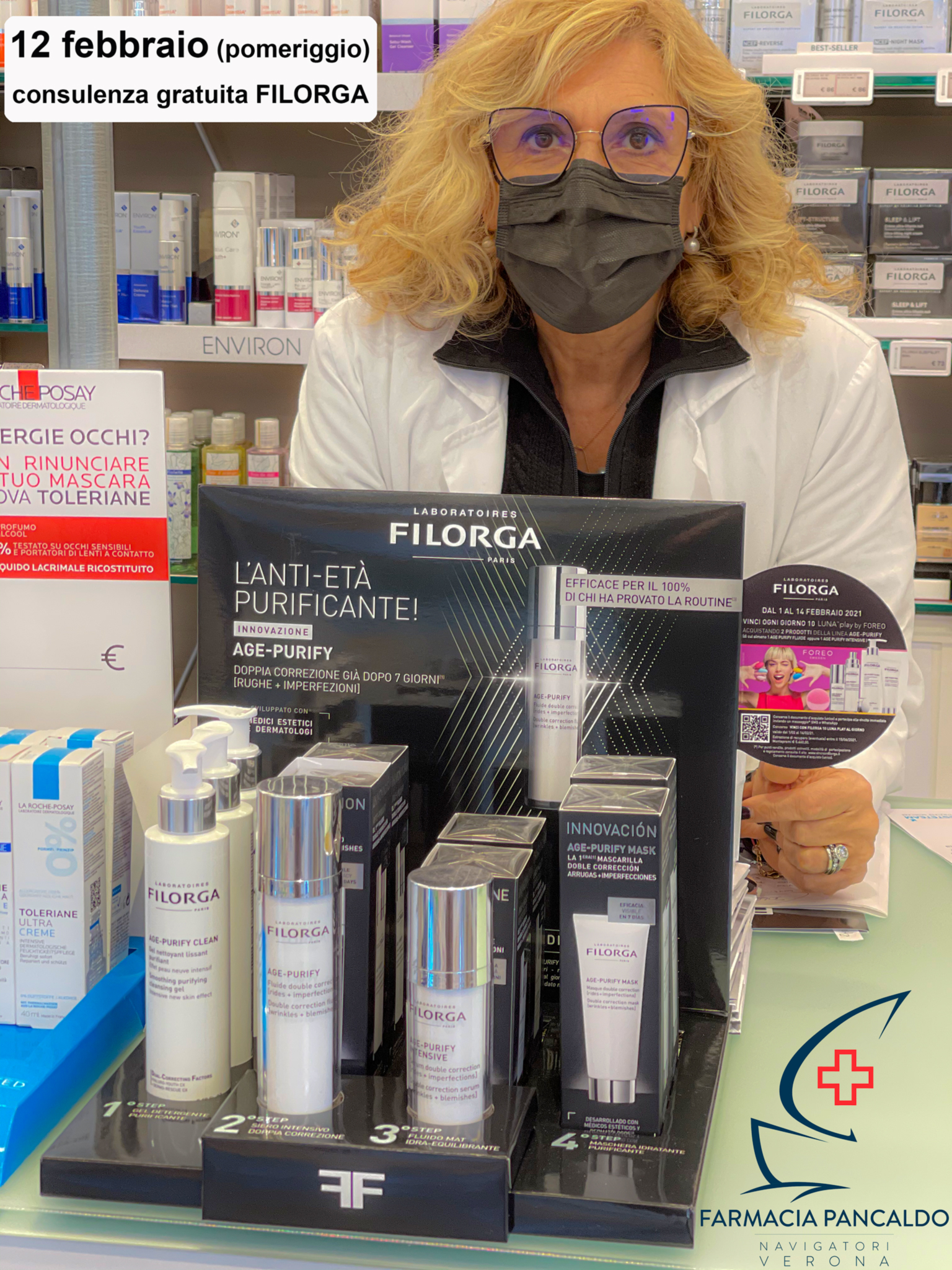 Venerdi 12 Febbraio per tutto il pomeriggio Farmacia Pancaldo ti offre una consulenza personalizzata FILORGA.