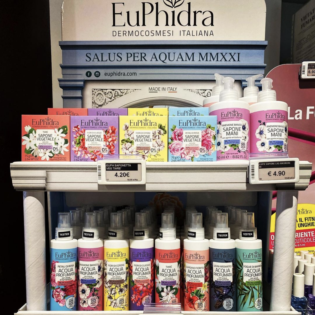 Euphidra dermocosmesi italianaacque profumate, saponi vegetali, gel doccia….l’estate è arrivata!!