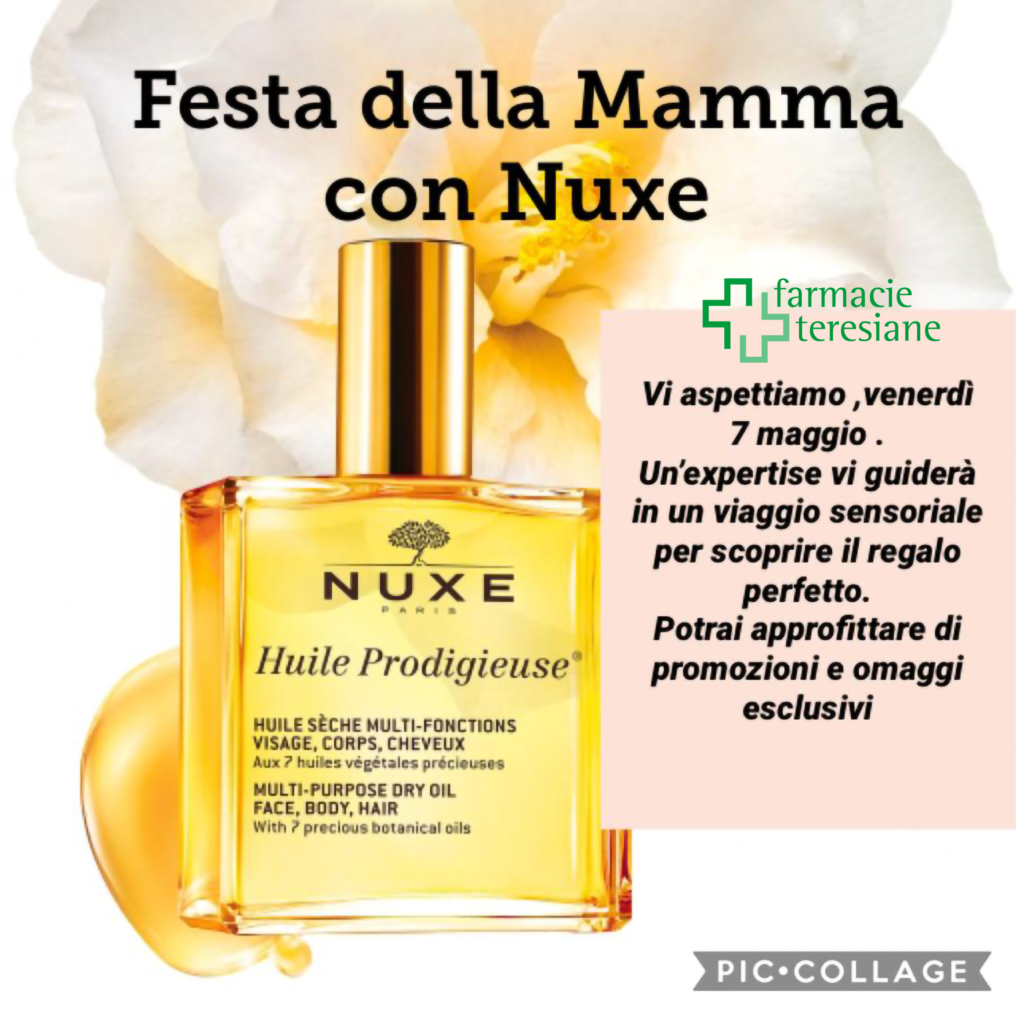 Venerdì 07 maggio dalle ore 15 Federica Amaglio, Nuxe expertise, vi accompagnerà alla scoperta delle esclusive fragranze e texture dei prodotti per il viso e per il corpo Nuxe.