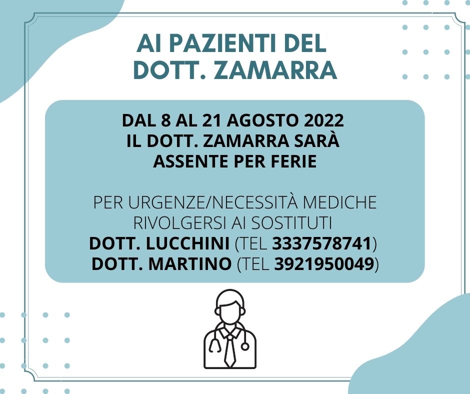 ” All’attenzione dei pazienti del Dott. Zamarra “