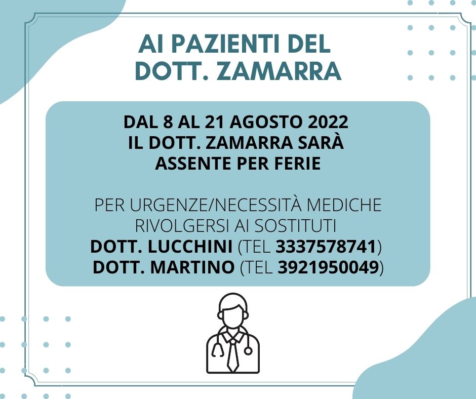 " To the attention of Dr. Zamarra's patients "