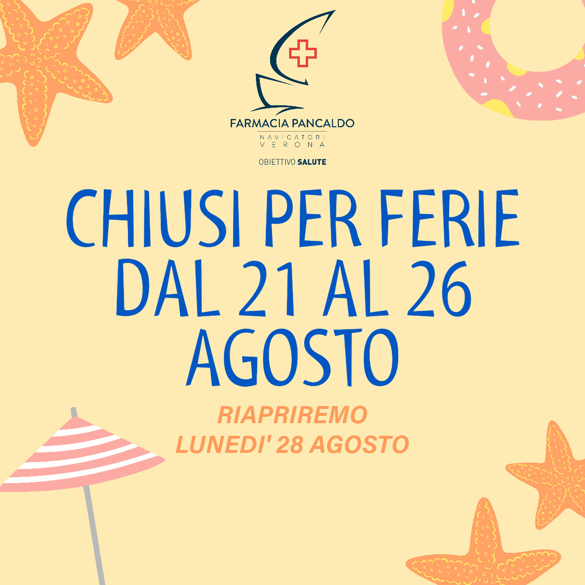 Chiuso per ferie – Farmacia Pancaldo