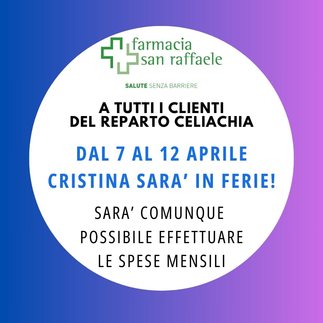 Informazione di servizio per i clienti del reparto celiachia
