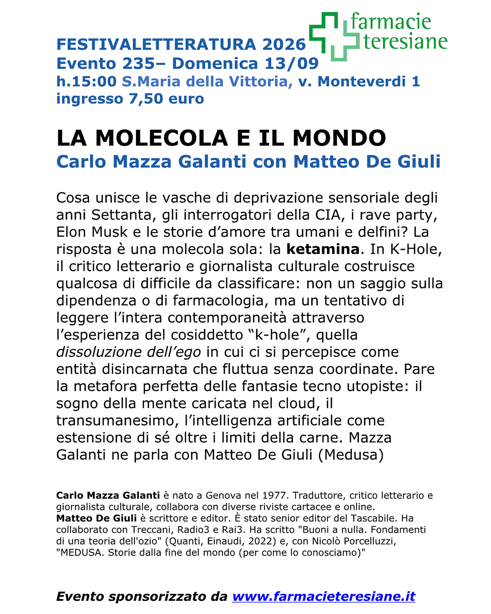 Ketamina: la molecola e il Mondo